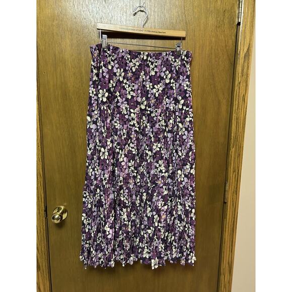 Vtg SHELBI RANCH One Size (plus?) SKIRT Crinkle floral Stretch Waist Tiered J24 - Picture 2 of 10